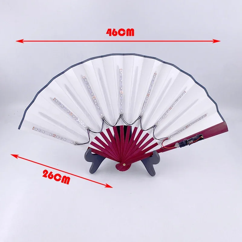 10 inches LED Luminous Folding Fan Dance Party Wedding Stage Performance Show Festival Fans Colorful Led Hand Fan Kung Fu Fan