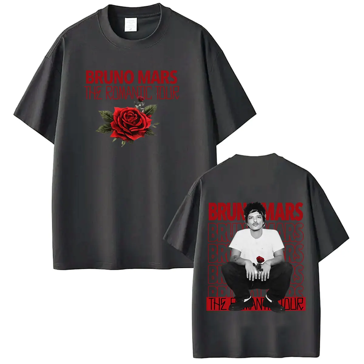 Bruno Mars The Romantic Tour 2026 Print T-Shirt Herren Damen Mode T-Shirts Kurzarm Baumwolle Ästhetischer Trend Hip-Hop T-Shirts – Detail 5