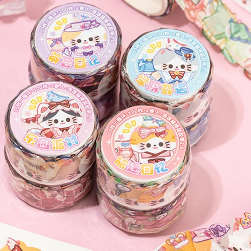 

Mr. Paper 8rolls Iiyi Cat Dress Up 2.0 Die-cut Washi Tape Stickers Seal Stickers DIY Handbook Material Collage Phone Case Photo
