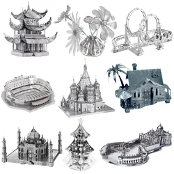 3D Metal Puzzle YueYang Tower St. Peter's Basilica Cathedral Beach Cabin Construction Assembly Model Jigsaw Puzzle Toys Gifts