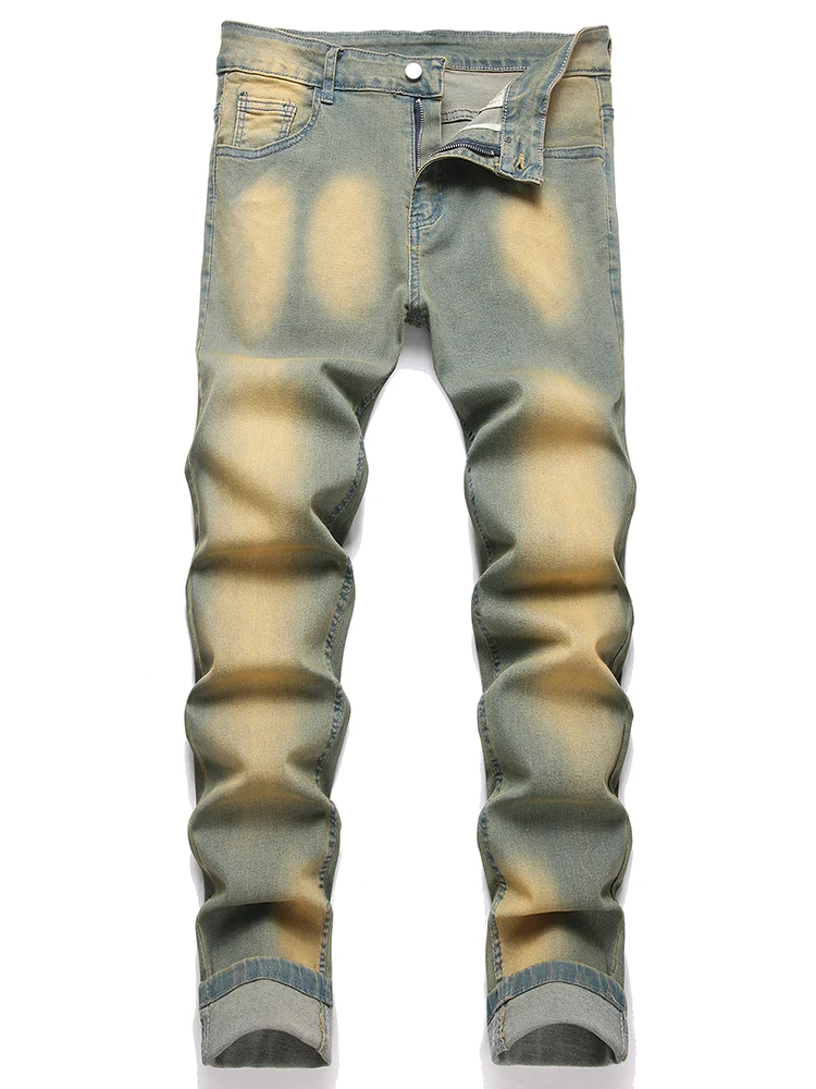 

Cross-border men's clothing 2025 new European and American straight jeans men's retro stretchy large-size autumn jeans men