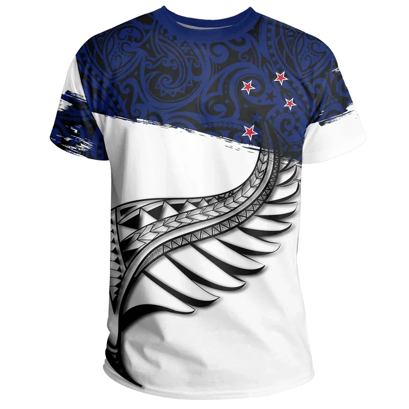 

Summer New Zealand Polynesia T Shirts For Men Casual 3D Printed Tees Personality Round Neck Short Sleeves Tops Street Tee Shirt