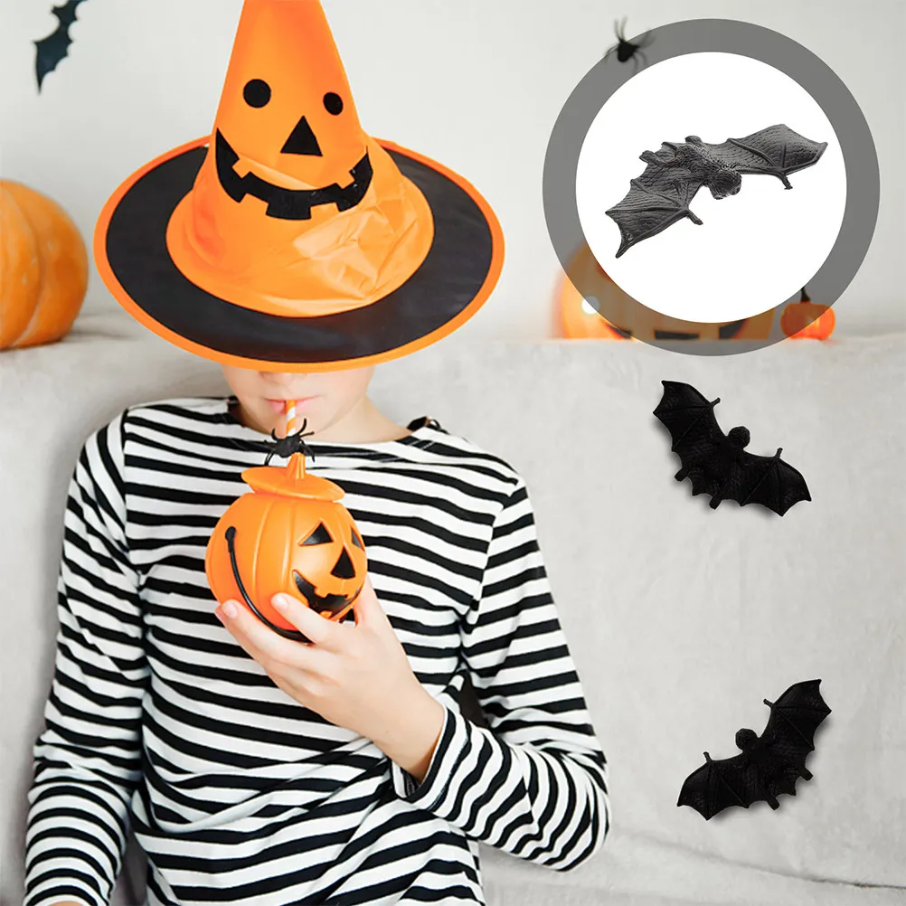 

10Pcs Realistic Soft Rubber Bats Halloween DIY Haunted House Prank Props Black Flying Fake Bats Mini Halloween Hanging