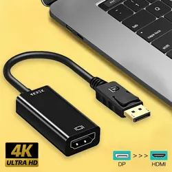 4K DisplayPort to HDMI-compatible Adapter Male DP to Female HDMI-Compatible Cable Converter Video Audio For HDTV PC Projector