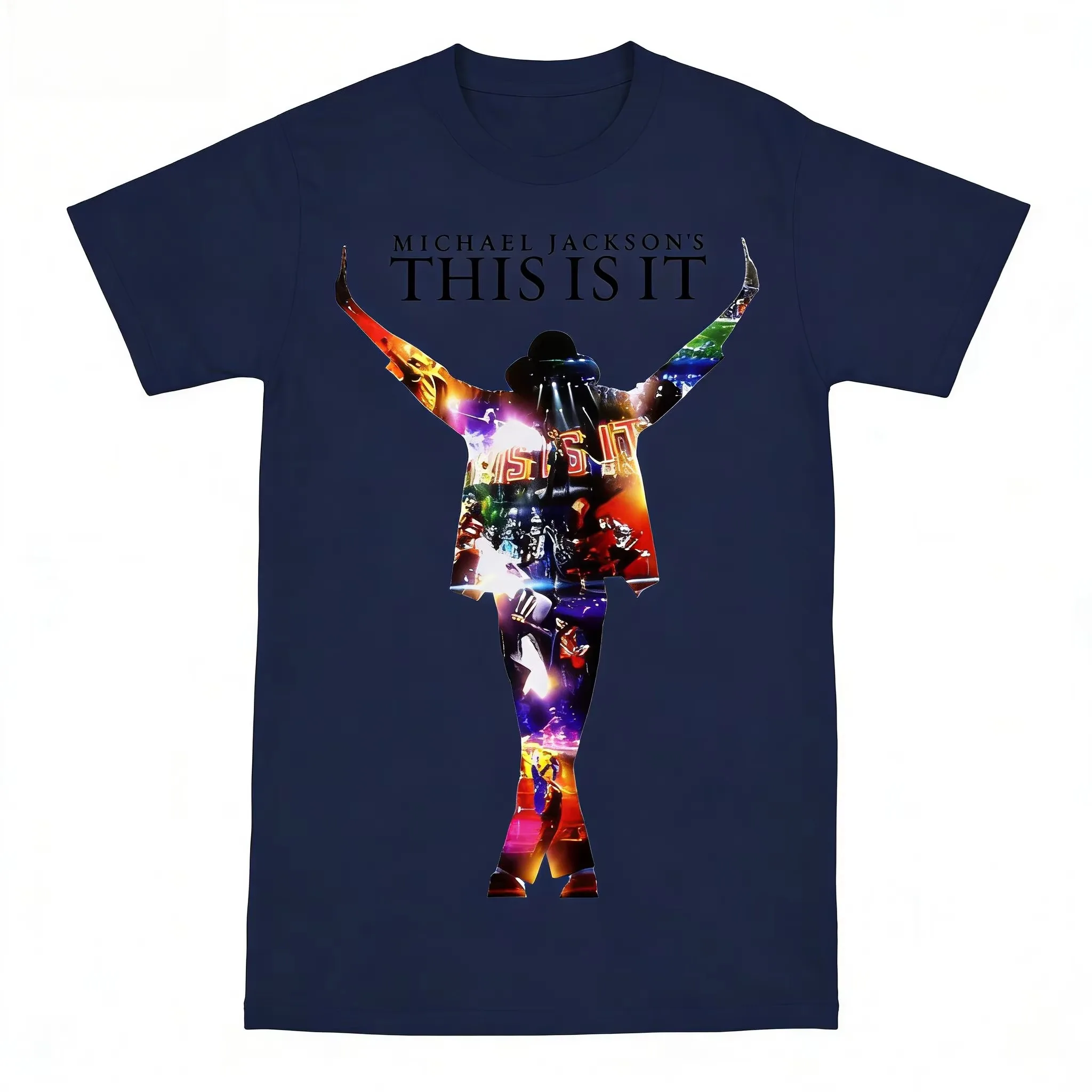 2026 new Colorful Stage Silhouette Graphic T Shirt Men Retro Music Print Short Sleeve Unisex Casual Cotton Tee