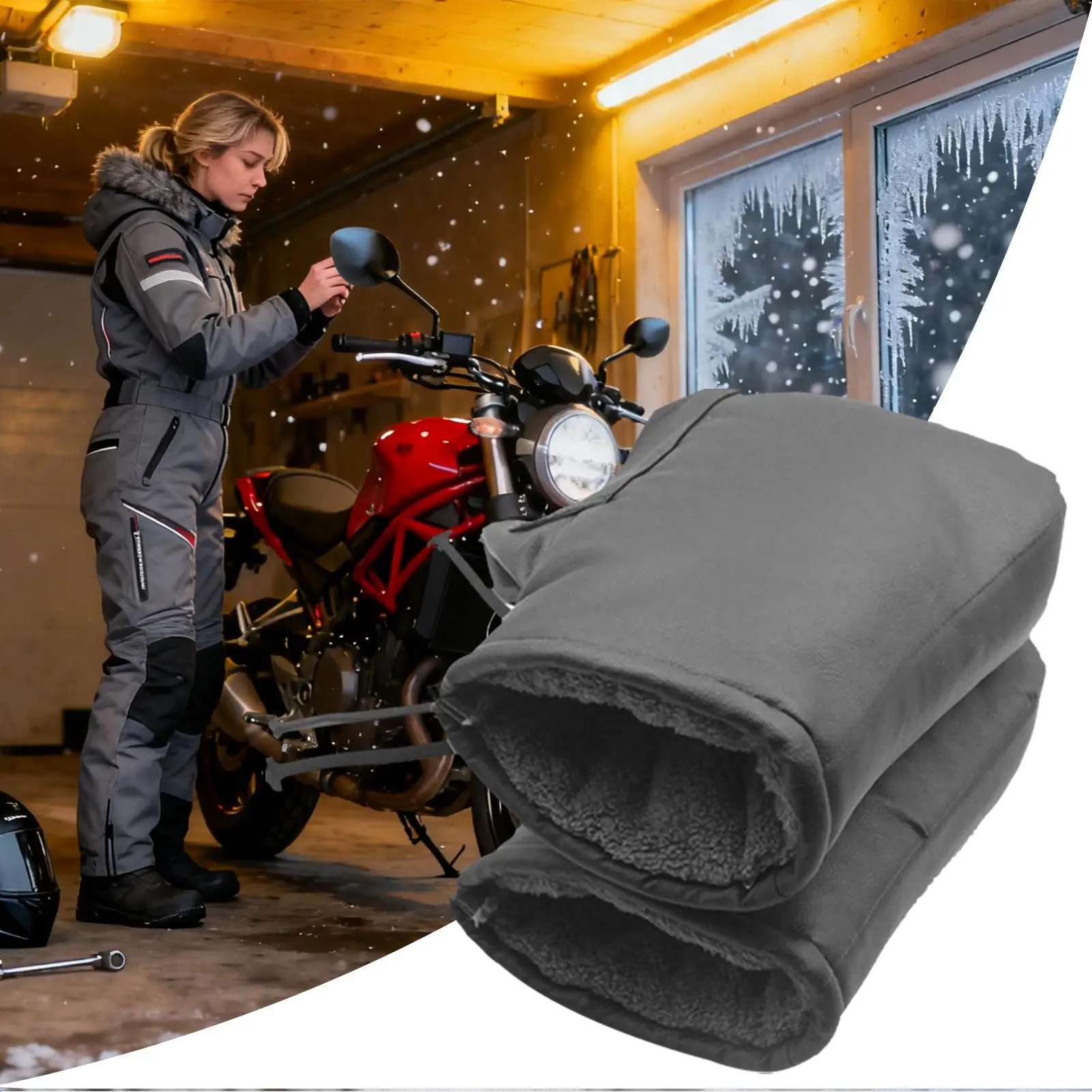 

Motorcycle Handlebar Gloves Electric Waterproof Thermal Heated ATV Handlebar Warm Muffs For Men Riders Commuting Riding Touring