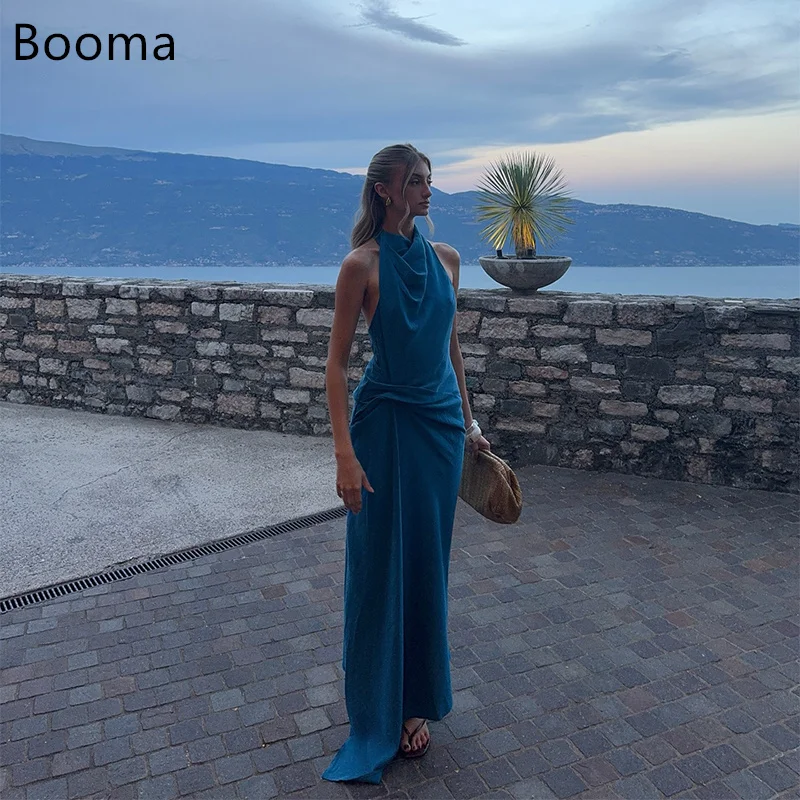 

Booma Mermaid Backless Prom Dresses Formal Gowns for Women Simple Sleeveless Pleat Evening Dress Customized 2025