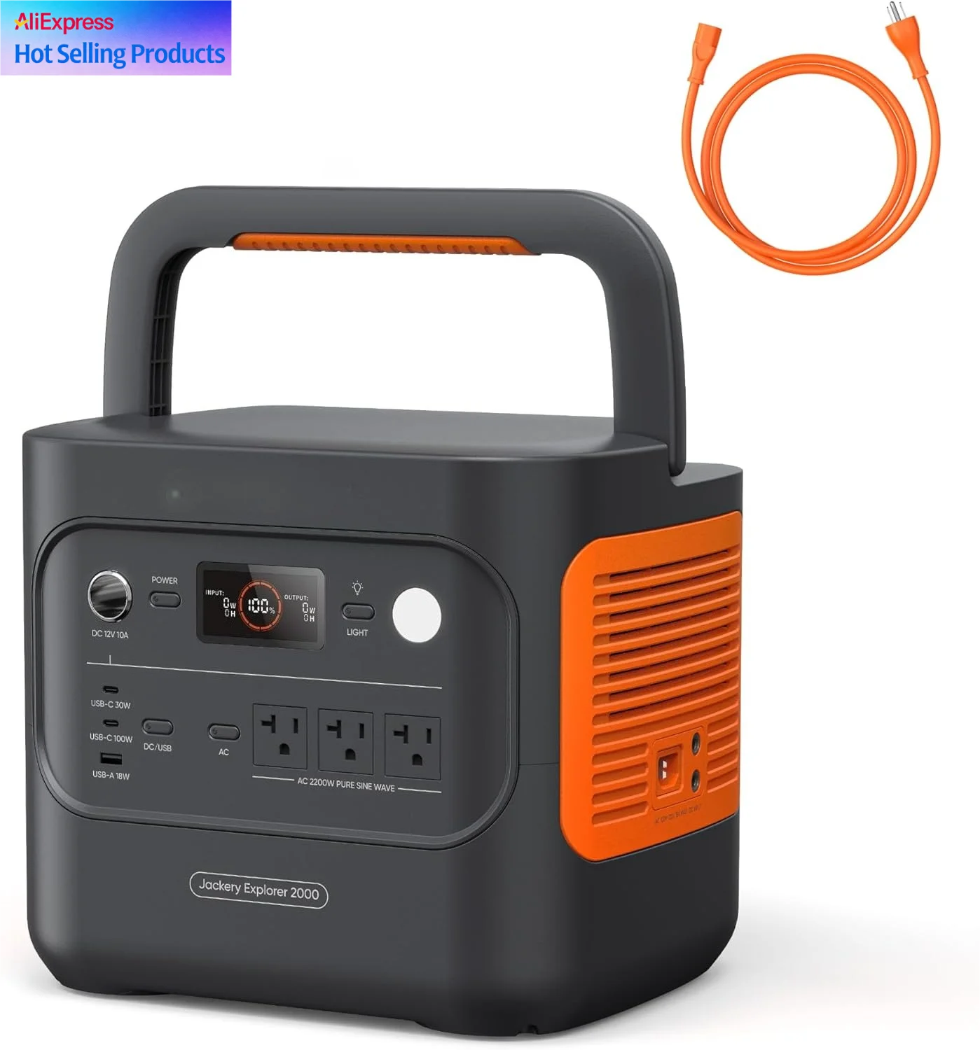 

Explorer 2000 v2 Portable Power Station with AC Charging Cable, 2040Wh LFP Home Backup Battery, 2200W AC Output, Solar