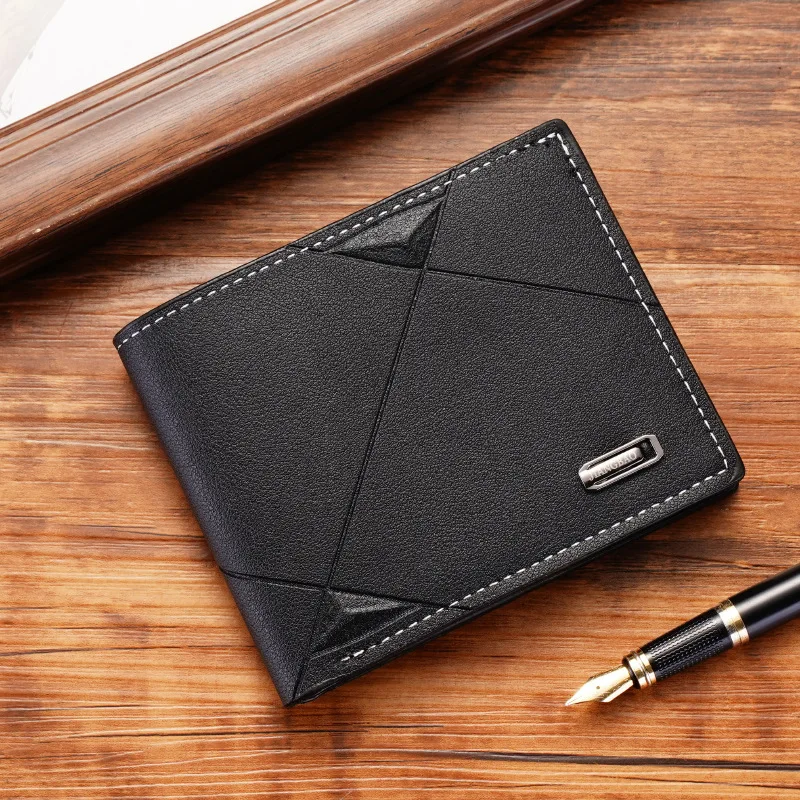 New Men's Wallet Men's Short Multi Card Fashionable Casual Wallet Men's Youth Thin Three fold Horizontal Soft Leather Wallet