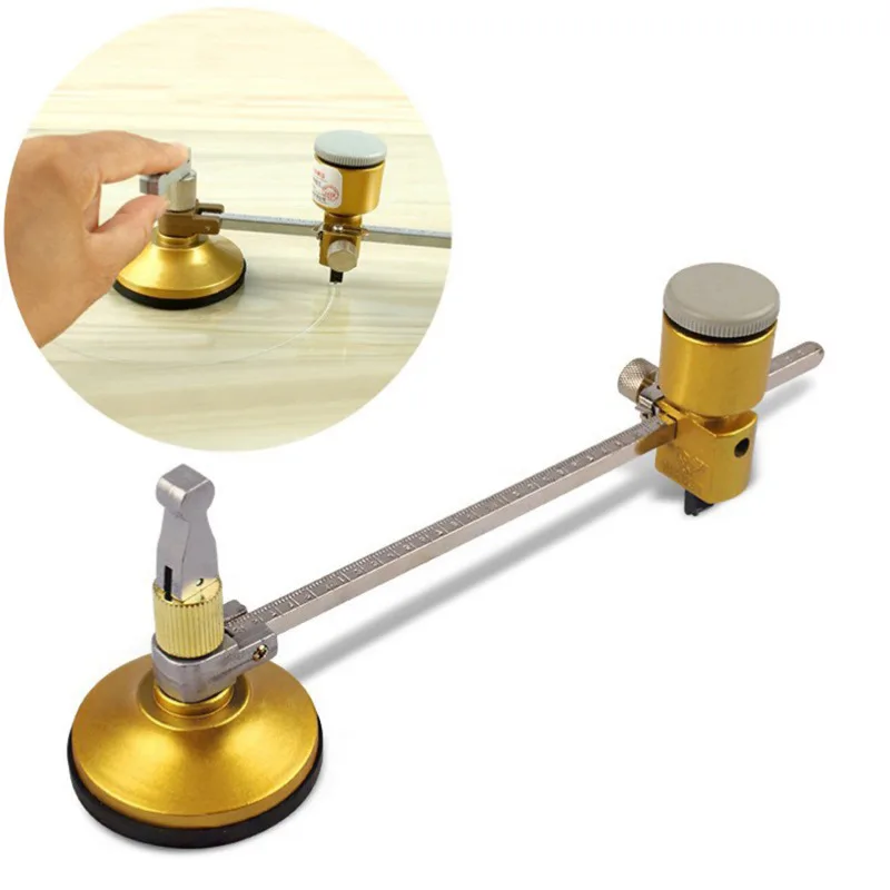 Professional Glass Cutter Round Cutting Tool With Round Handle And Suction Cup Adjustment Compass Type Glass Circular Cutter