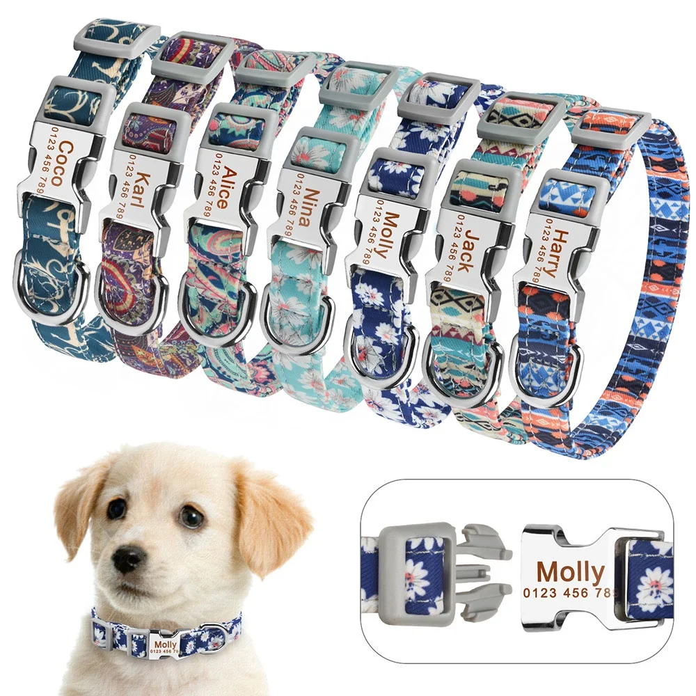 

Customized Pet Collar Name ID Tag Personalized Laser Engraved Anti-lost Medium and Large Dog Adult Cat Puppy Collar Adjustable