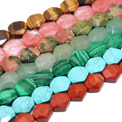 11X12MM Natural Stone Faceted Turquoises Agates Quartz Jades Spacer Beads For Jewelry Making DIY Bracelet Necklace Accessories