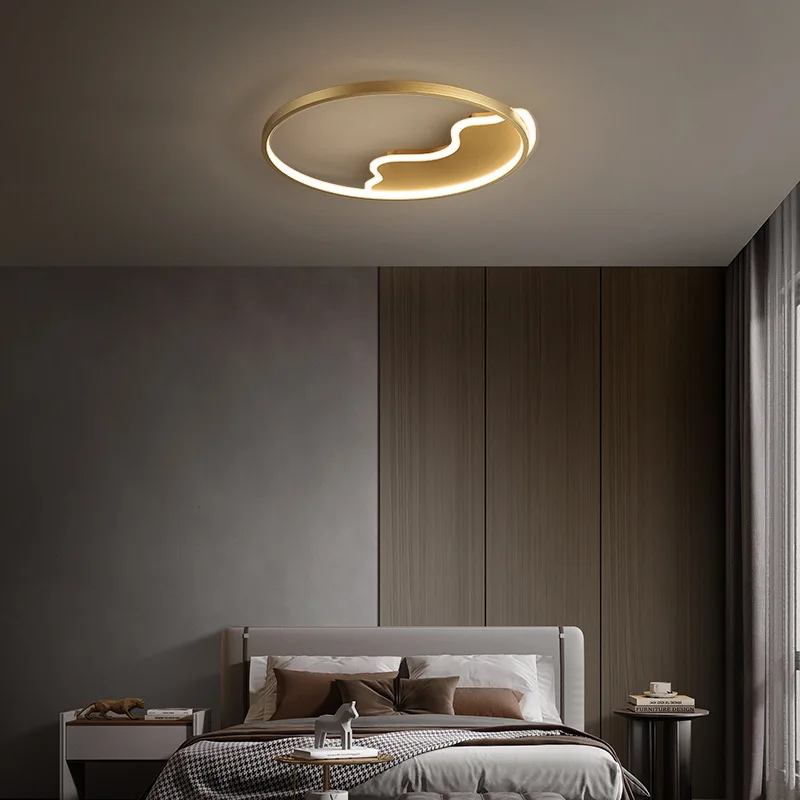 

All copper Nordic bedroom ceiling light modern minimalist master bedroom