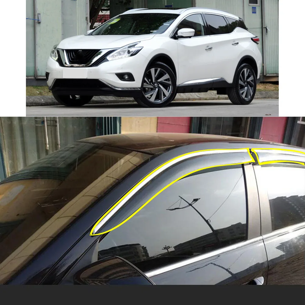

Car Sticker Plastic Window Glass Wind Visor Rain/Sun Guard Vent For NISSAN Murano 2015 2016 2017 2018 2019 2020 2021