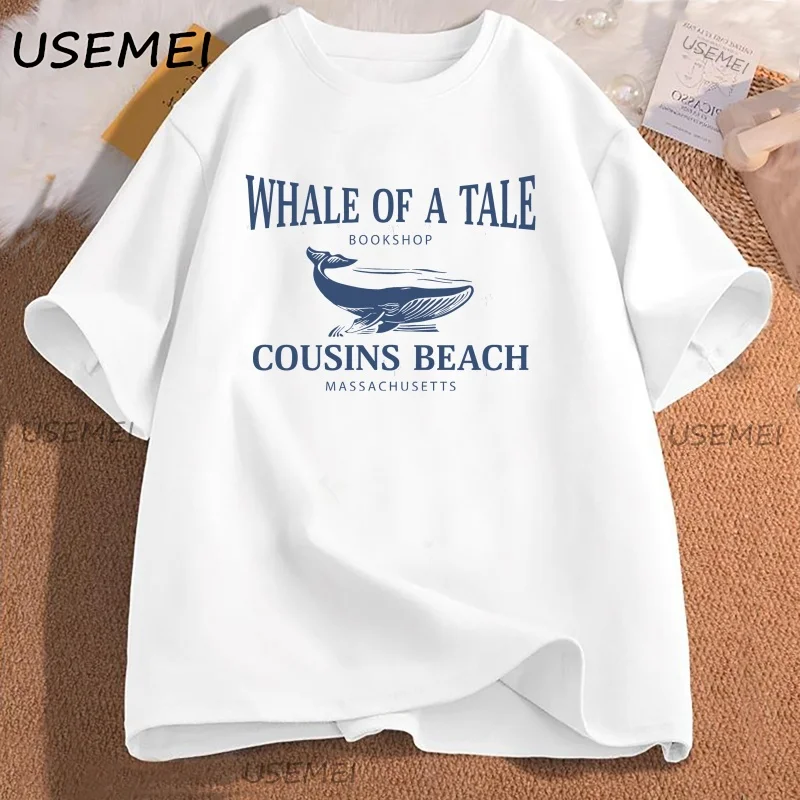 

Whale of A Tale Bookshop T-shirt The Summer I Turned Pretty T Shirt Men Women Aesthetic Clothes Print Cotton Tee Tops Clothing
