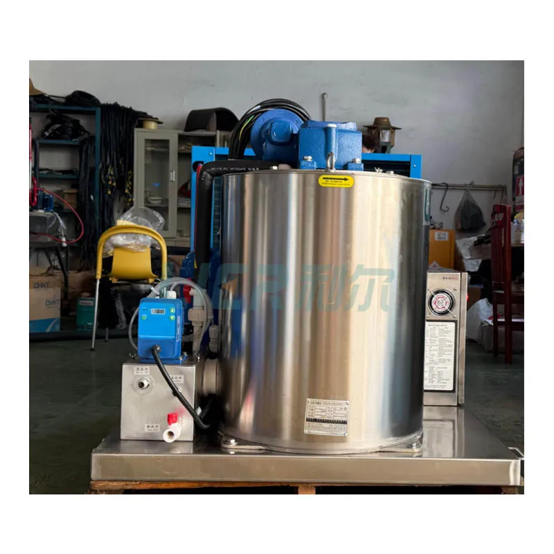 High Quality Energy Saving LIER LR-1T Industrial Flake Ice Machine 1T PLC Motor 500kg Capacity Ice Storage Bin 4.1kW Power
