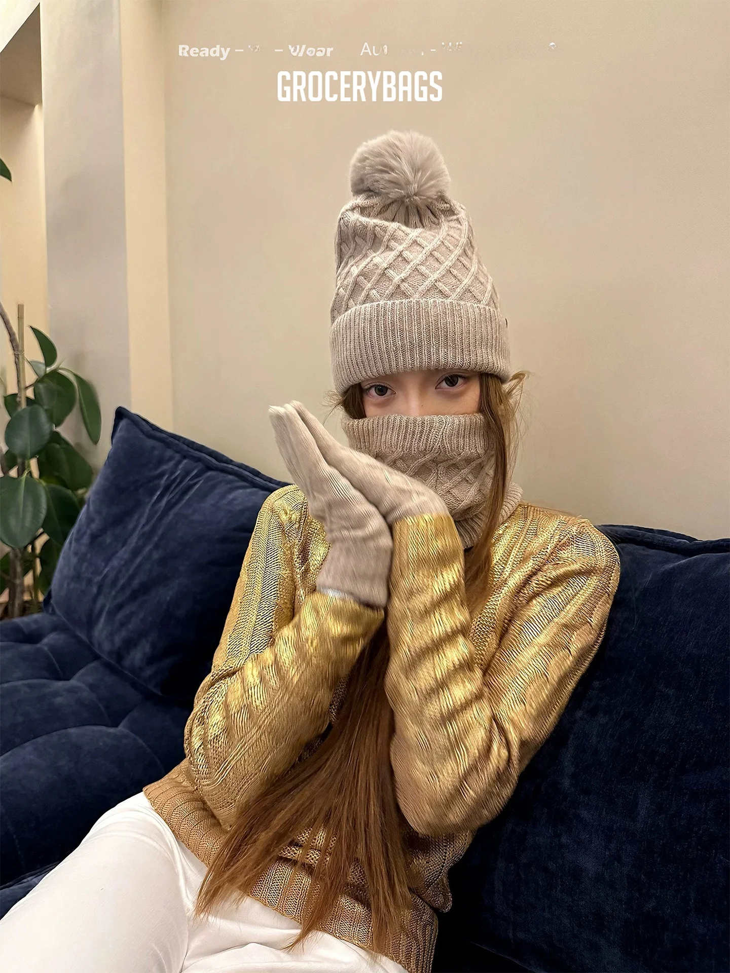 cerybags-women's-knitted-hat-scarf-gloves-set-diamond-pattern-warm-cozy-autumn-winter-tee-piece-ensemble-polyester-fiber