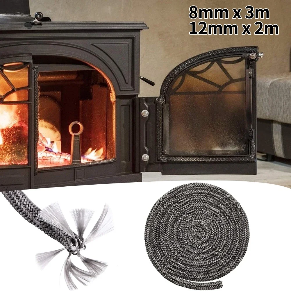 

1pcs Black Stove/Fire Rope Wood Burning Stove Length Log Burner Door Seal 8mm X 300cm 12mm X 2m For Boiler Stoves Parts