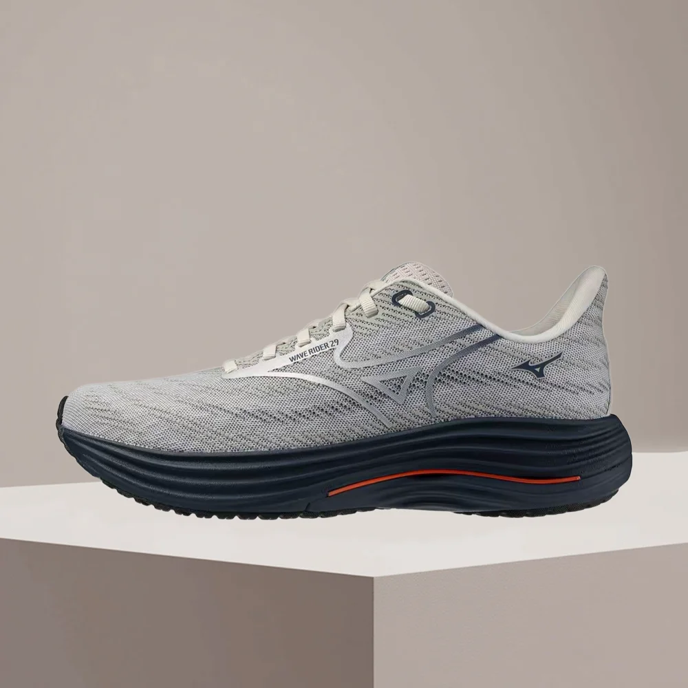 Mizuno WAVE RIDER 29 Unisex Fog Gray Low-Top Pro Runners  Non-Slip Traction, Durable Midsole & Cushioned Comfort J1GC250581
