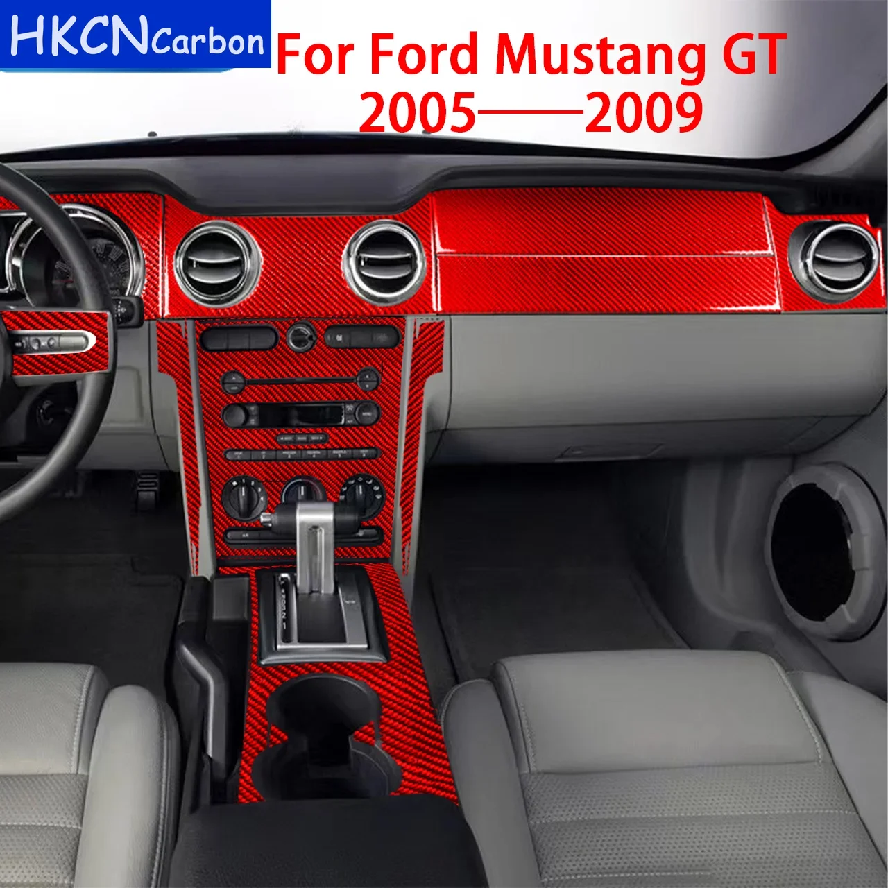 

For Ford Mustang GT 2005 2006 2007 2008 2009 Car Accessories Carbon Fiber Interior Steering Wheel Door Gear Vent Trim Sticker