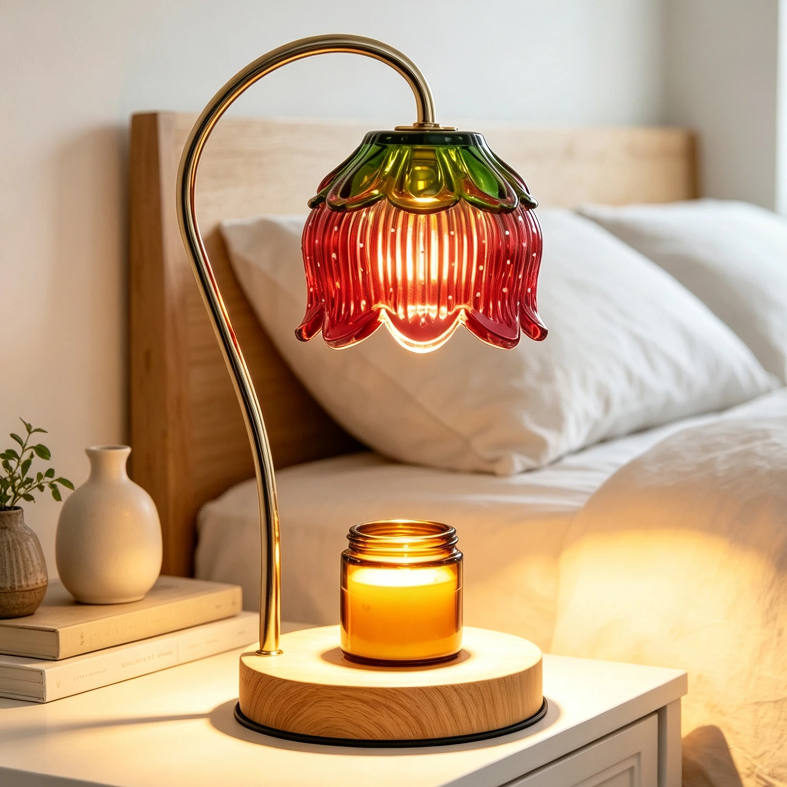 Flower Candle Warmer Lamp with Timer Dimmable Strawberry Candle Lamp Warmer Christmas Birthday Gifts for Women,Home Decor