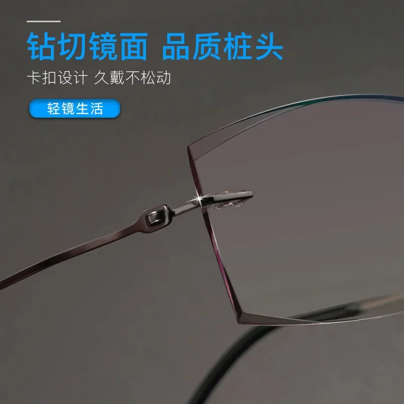 نظارات قراءة جديدة بحافة قطع ماسية مضادة للضوء الأزرق مصنوعة من مادة التيتانيوم النقية، خفيفة الوزن ومريحة