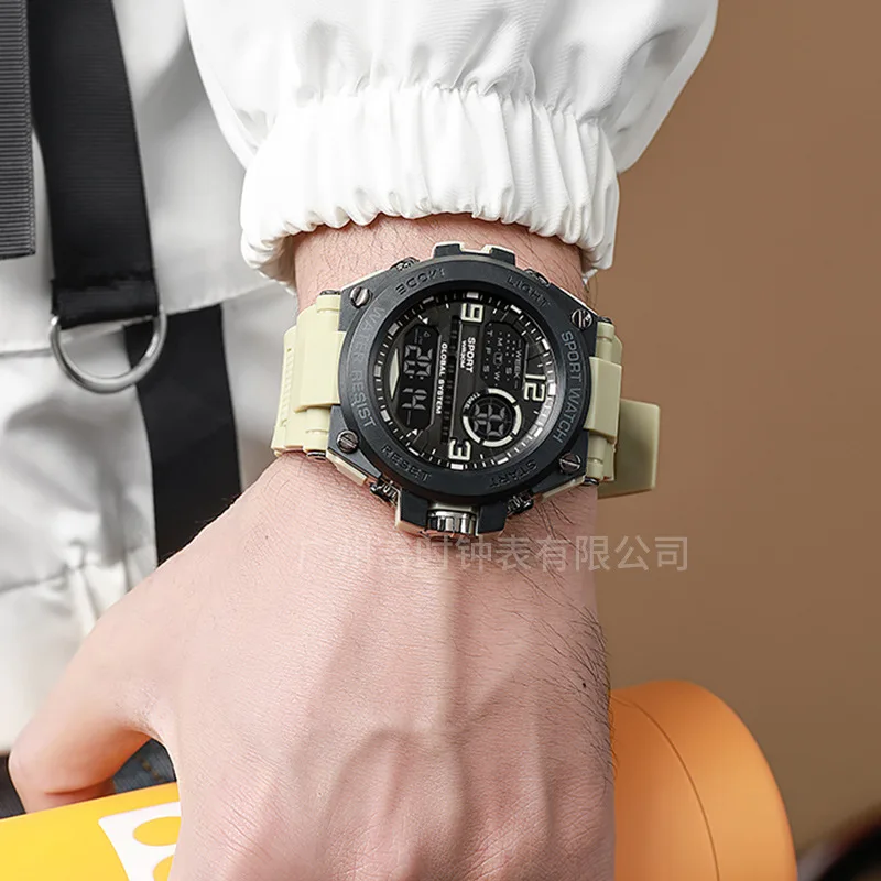 ساعة إلكترونية فاخرة للرجال ساعة رياضية خارجية ساعة توقيت مقاومة للماء بتقويم رقمي 24355