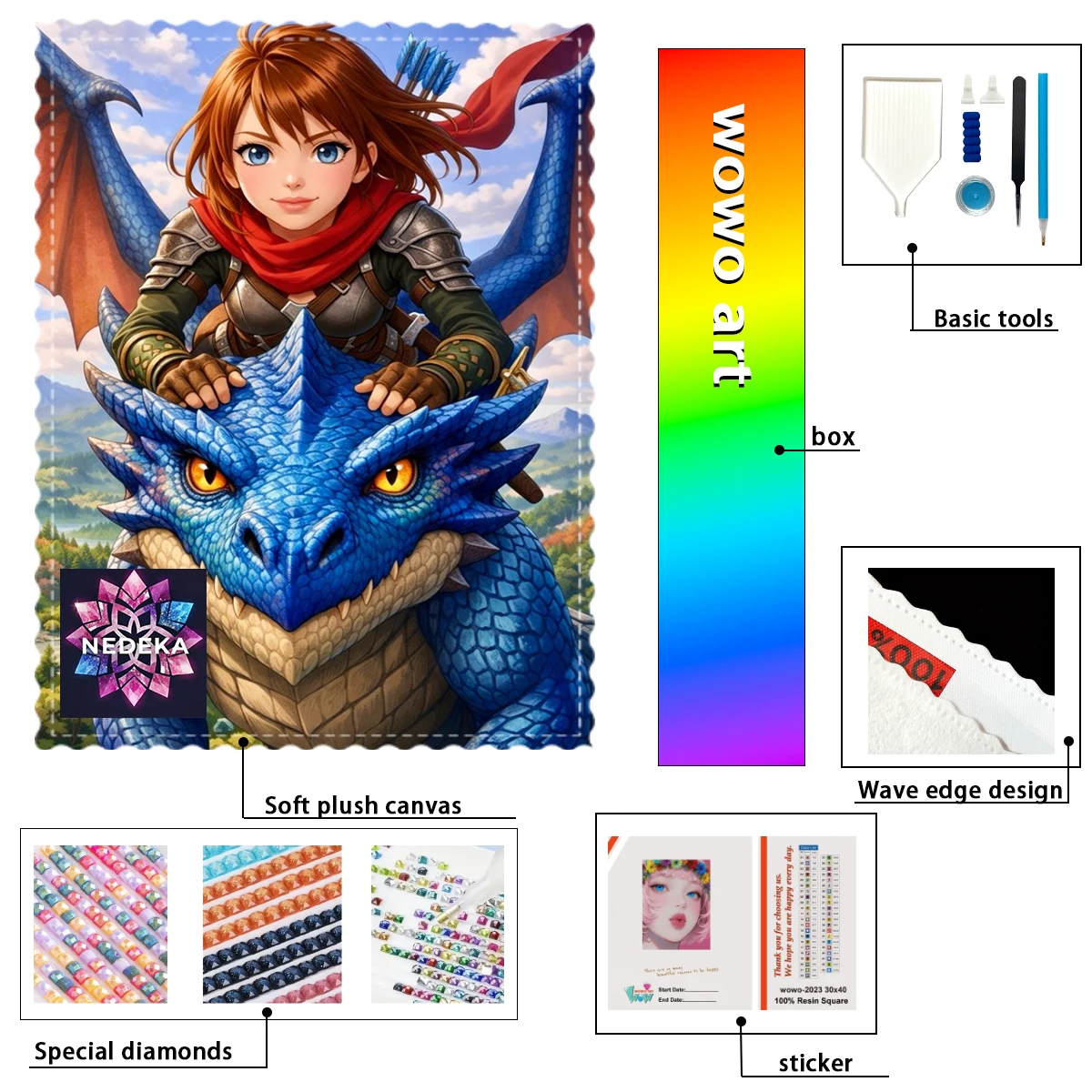 

【NEDEKA_ Diamond Art】Девочка на драконе: стразы Crystal AB, стразы FD, идеальные стразы из смолы.