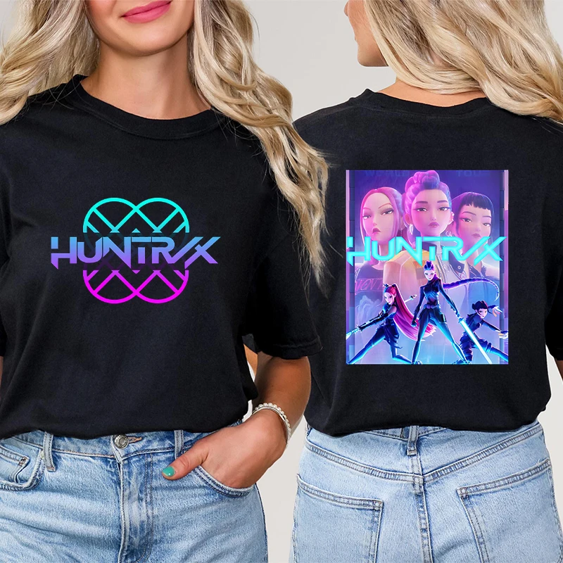 Kpop شيطان هنتر HuntrX طباعة تي شيرت الكورية أنيمي بلايز ملابس حريمي موضة Harajuku Kawaii تي شيرت المرأة Y2K الملابس