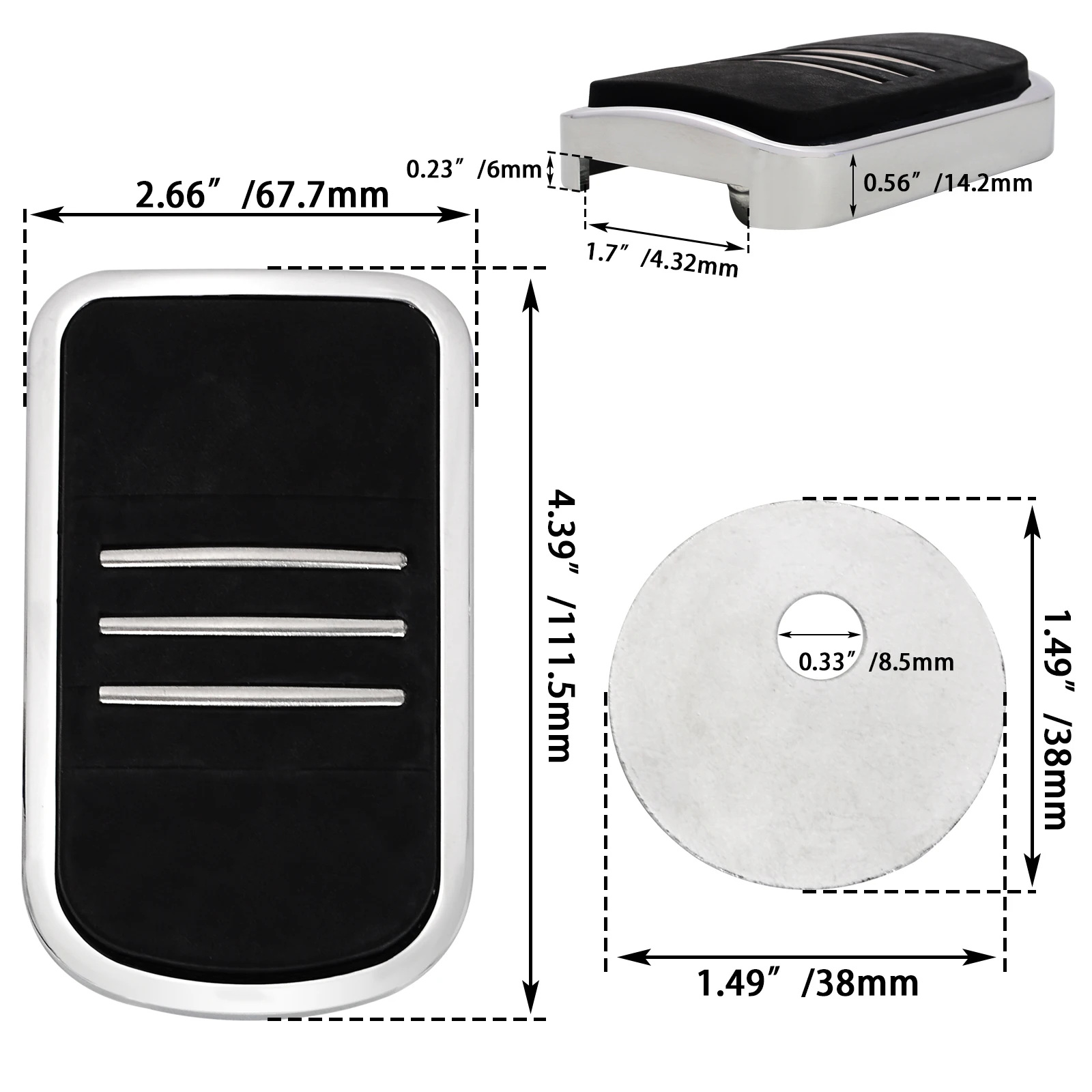 Motorcycle Large Brake Pedal Pad For Harley Touring Road King Electra Glide Street Glide Fat Boy CVO Ultra Limited Softail Slim