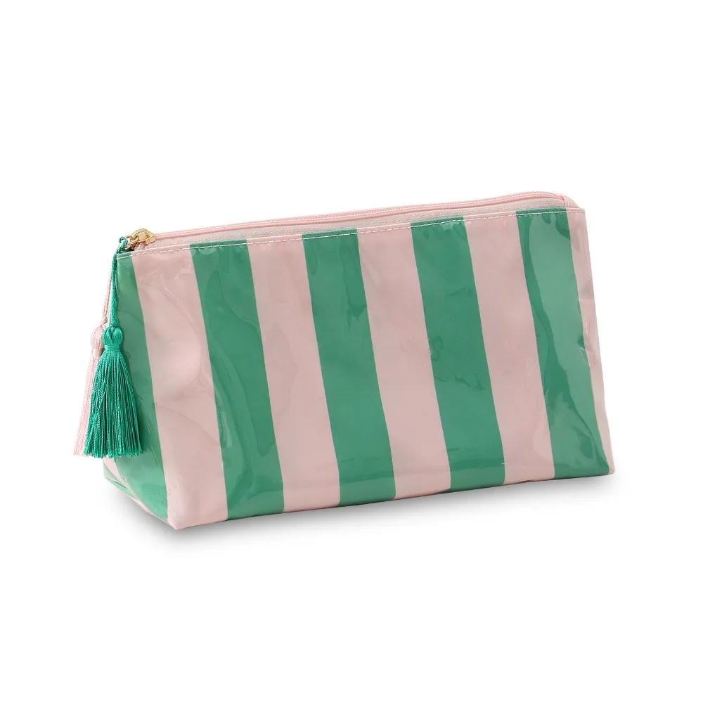 Портативные косметички из ПВХ, высокоэстетические косметички большой емкости, полосатая водонепроницаемая сумка-кошелек для девочек