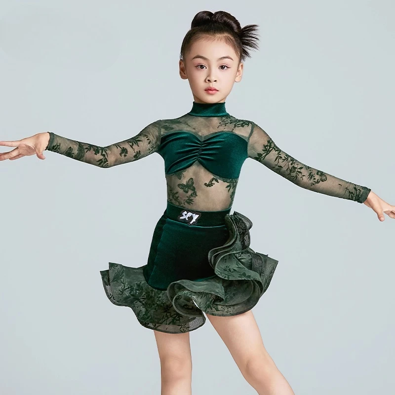 

Премиальный осенне-зимний новый стильный костюм для латинских танцев для девочек — отдельные комплекты для танцев