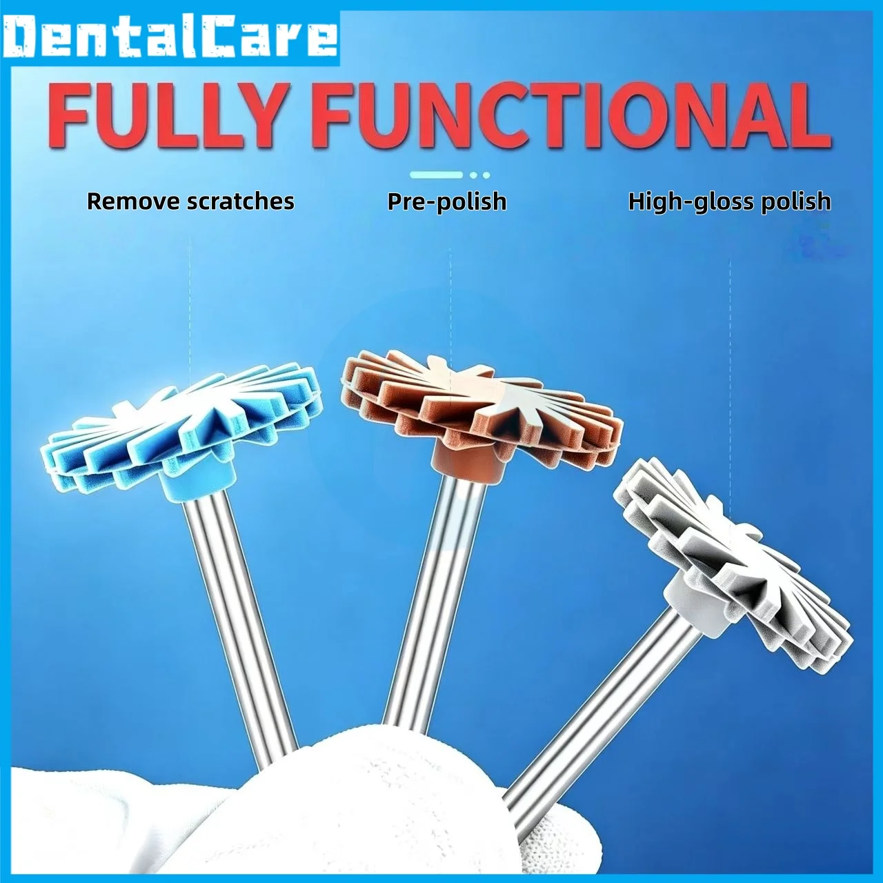 Polishing Wheel Silicone Rubber Resin Gold Self-Glaze Polishing Disc Bending Machine Dental Material Polishing Kit, Set of Six