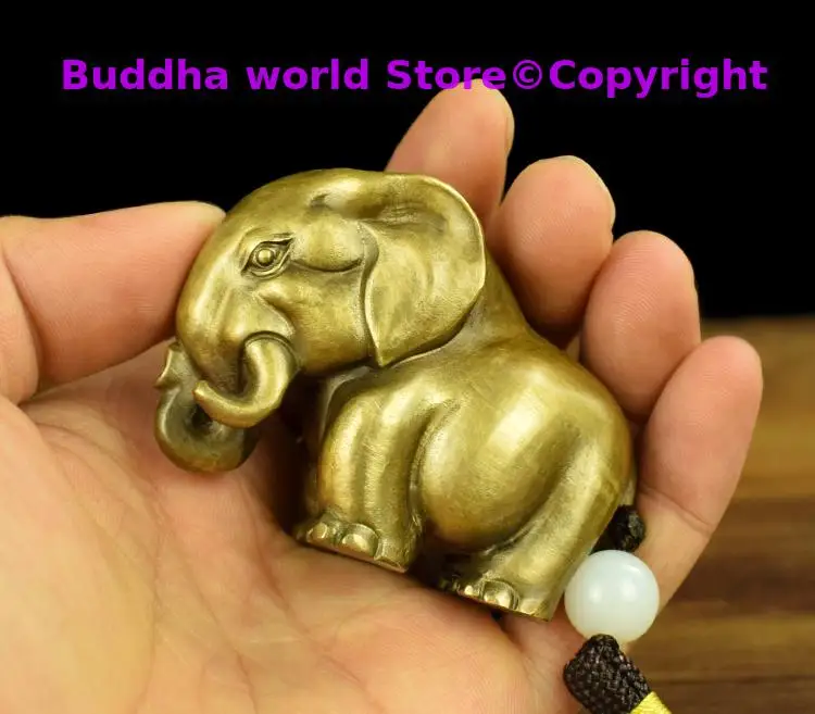 Regulating spirit GOOD LUCK mascot Success BRASS elephant hand pieces Talisman bless safe healthy bring Fortune money Good luck