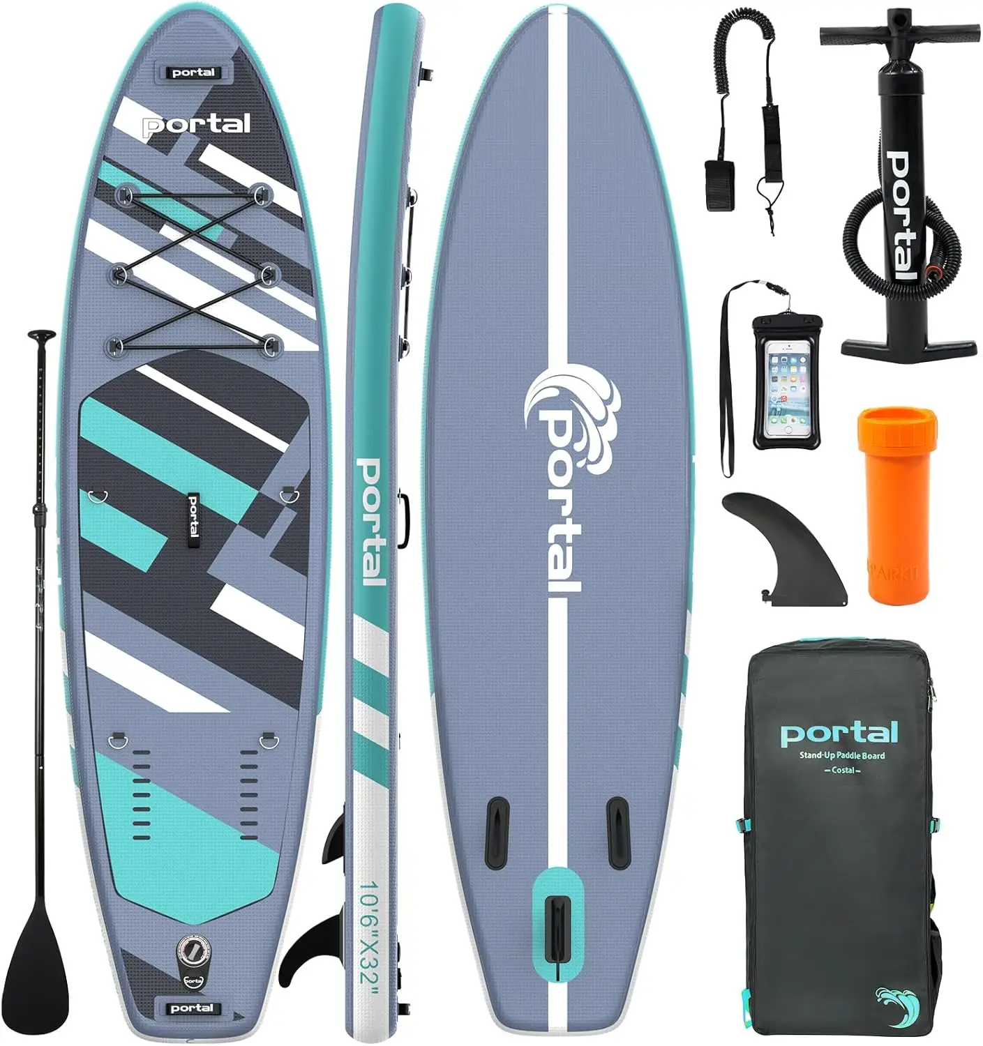 Inflatable Paddle Board for Adults 10'6'' Stand Up  ,Non-Slip Deck Blow up Paddle Boards with Adjustable Pa