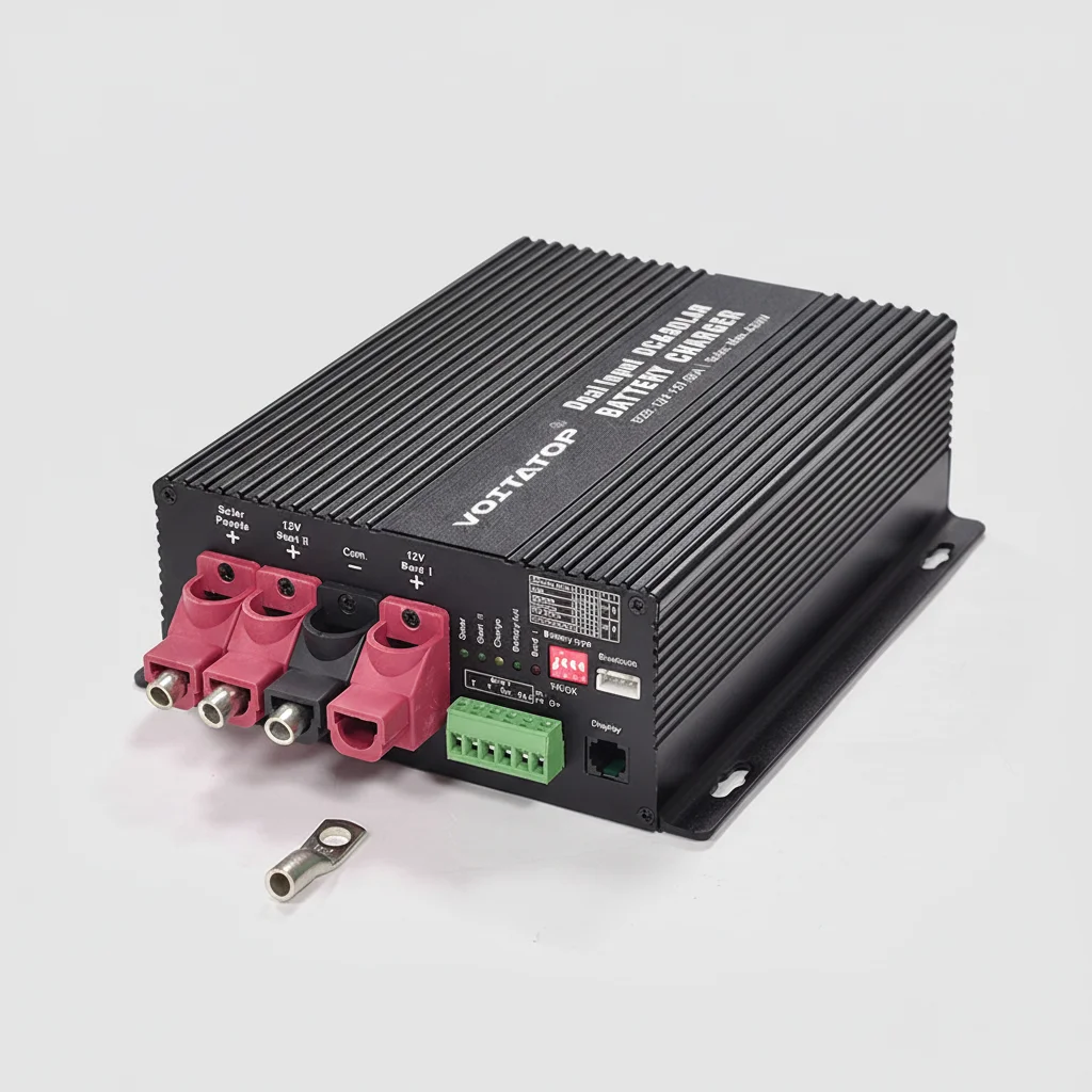 VOITATOP On-board Automatic 12V 60A DC-DC Dual Input MPPT Solar Car Battery Charger For RV Camper Yacht 4WD