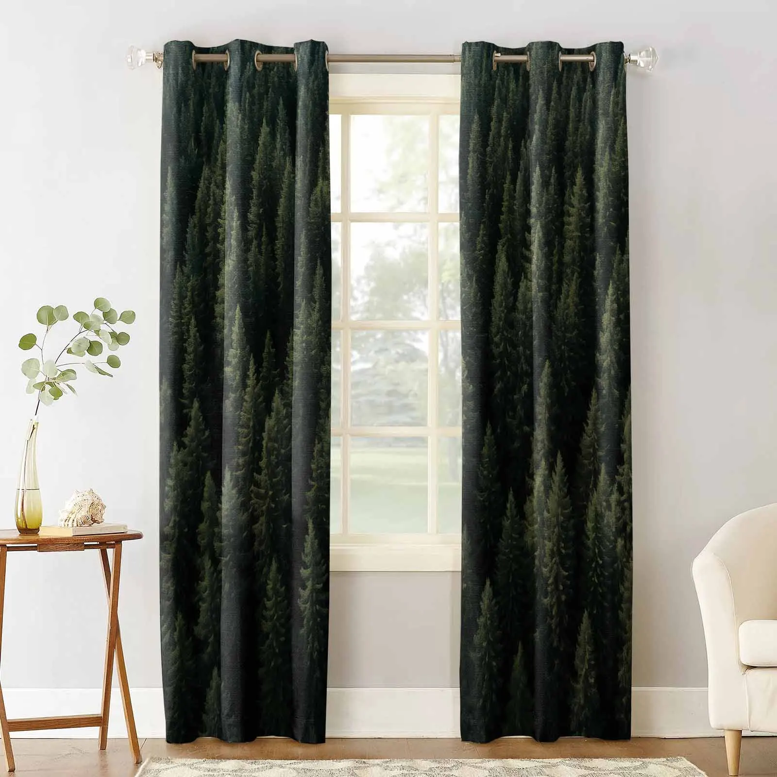 Wallpaper Forest Tree Autumn Living Room Bedroom Elegant Curtains For Kitchen The Room Window Treatments Drapes