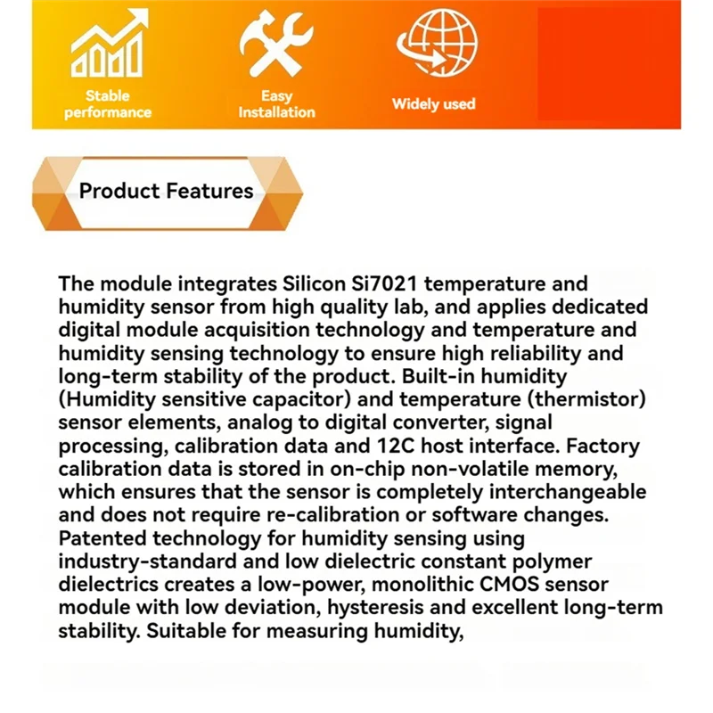 AS95-Si7021 Модуль датчика температуры и влажности Интерфейс I2C Модуль промышленного класса S17021-A20-GM1R
