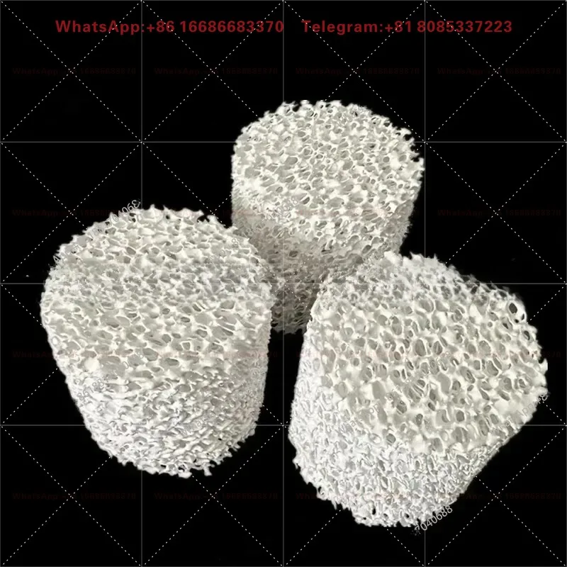 Cylindrical alumina foam ceramic 30PI porous filter, high temperature resistant