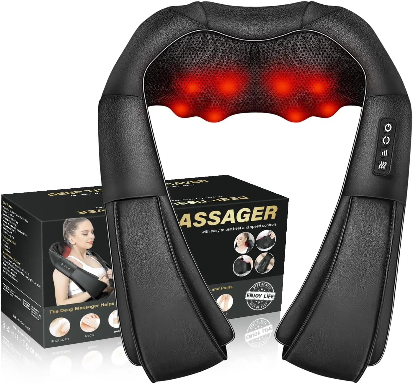

Electric Neck and Back Massager with Heat, Deep Tissue Kneading for Muscle Pain Relief, Home Office Car Use