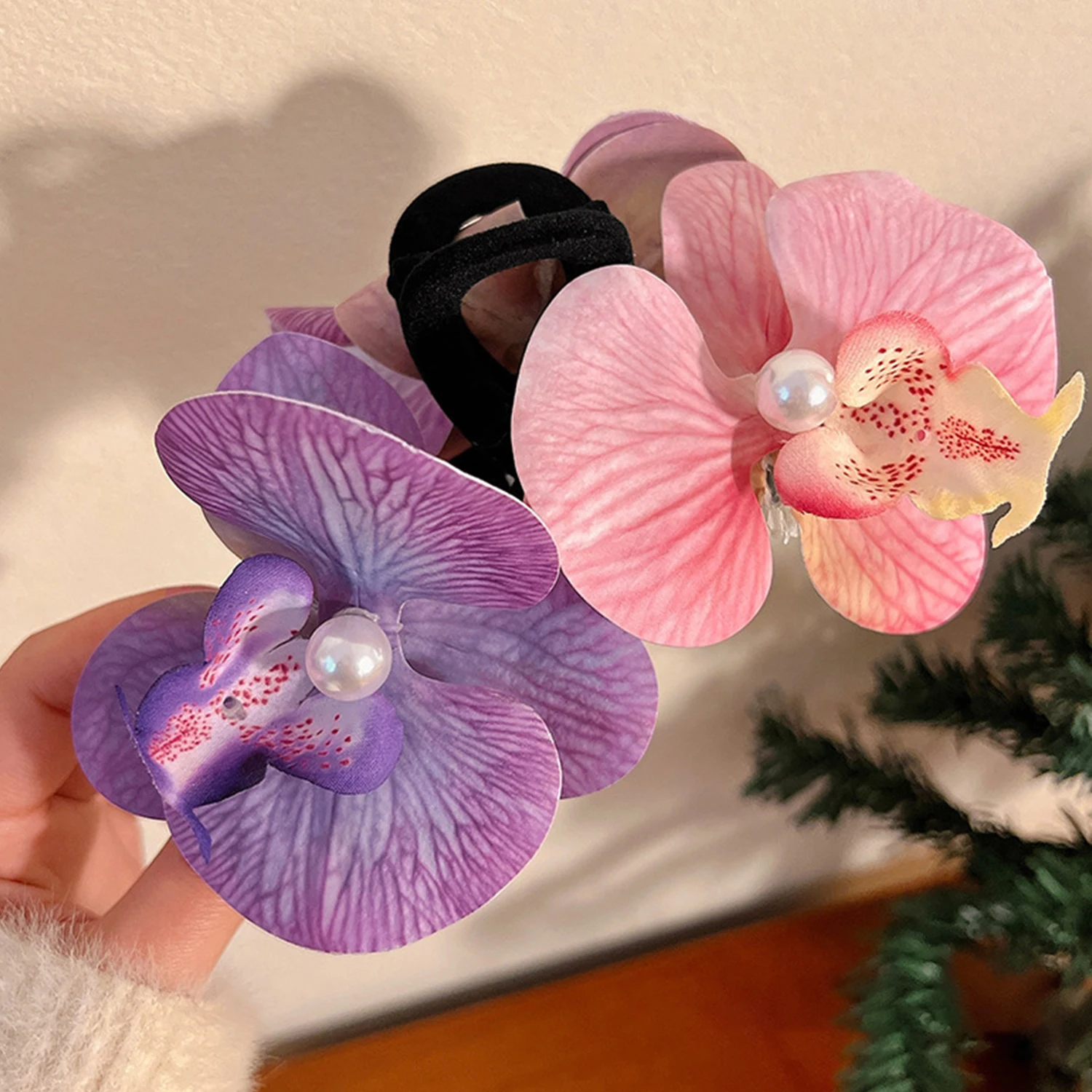 Sense of Atmosphere Spring New Double Side Orchid Flower Hair Clip Sweet Hairpin Seaside Vacation Headwear Hair Accessories