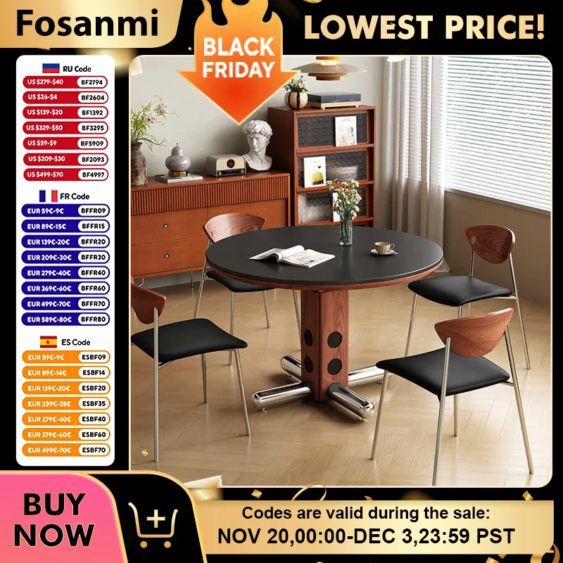 

Stylish Home Rock Slab Surface Cafe Table Minimalist Round Dining Table with Steel Leg Kitchen Dining Room Table for Small Space