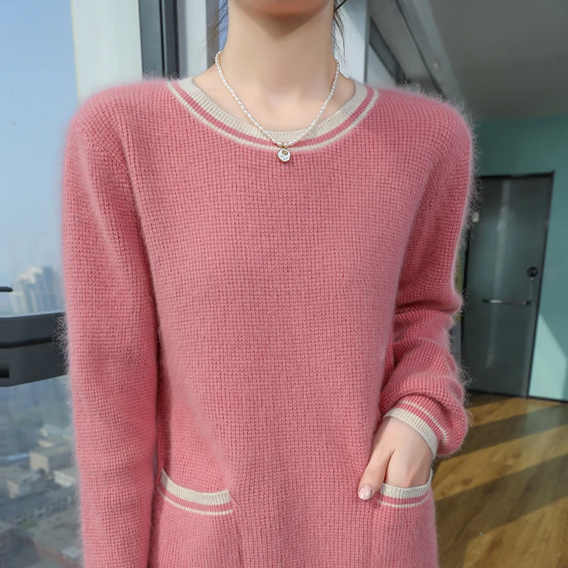 

Autumn And Winter New Mink Wool Pullover Sweater Short Loose Pullover Warm Cashmere Knit Bottoming Shirt