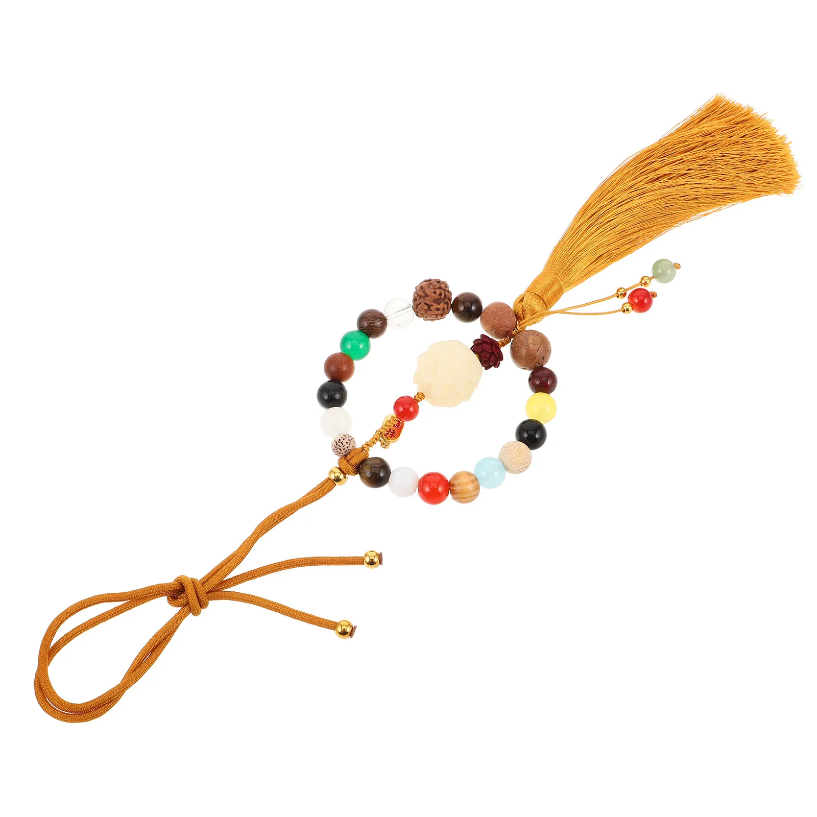 Elegant Lotus Bead Tassel Car Mirror Hanging Ornament Interior Decoration Universal Fit Rear View Mirror Pendant Auto Accessory view 6