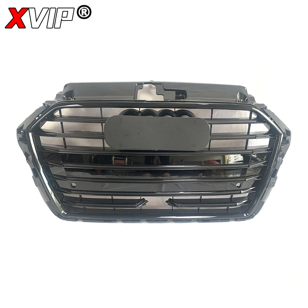 XVIP All Glossy Black With Ring S3 Style High Quality Upper Grille With ACC Fit For Audi A3 S3 8V 2017-2019 Front Bumper Grille