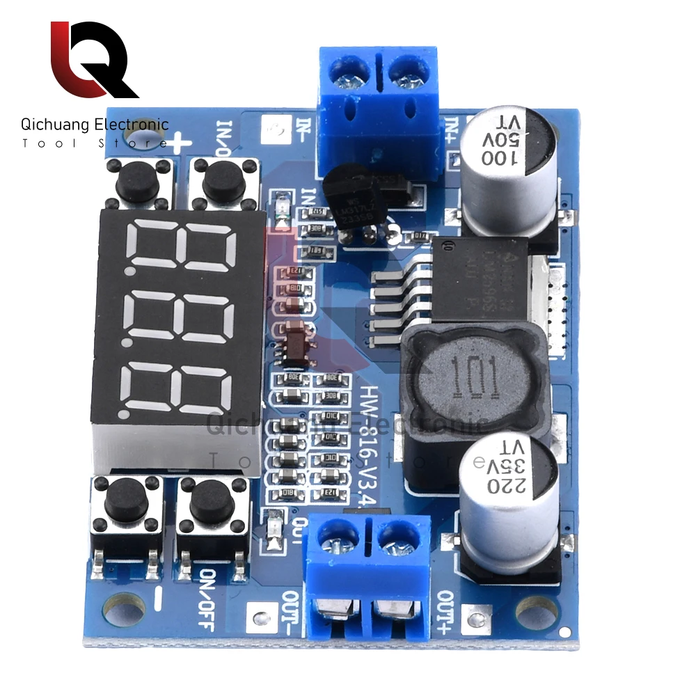 DC7-36V إلى DC0.5V-35V قابل للتعديل تنحى وحدة امدادات الطاقة LM2596 الجهد المنظم 3A مع LED الفولتميتر عرض الرقمية