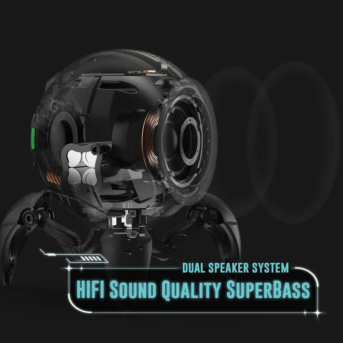 Mars G1 Pro Speaker Deep Bass Loud Stereo Sound Dual Speaker 15H Playtime 6 RGB Lights Dual Pairing