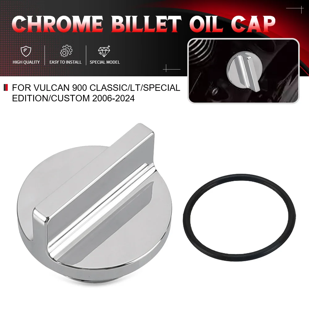 For Kawasaki Voyager XII ZG1200 Vulcan 900 Classic LT/Custom VN900 W650 W800 Cafe ABS Motorcycle CNC Chrome Billet Oil Cap