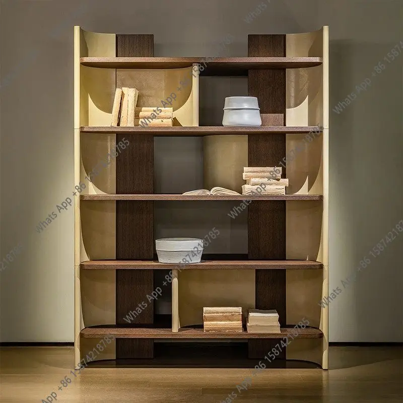 Italian light luxury solid wood bookcase study multi-layer bookshelf large capacity shelf storage cabinet decoration cabinet