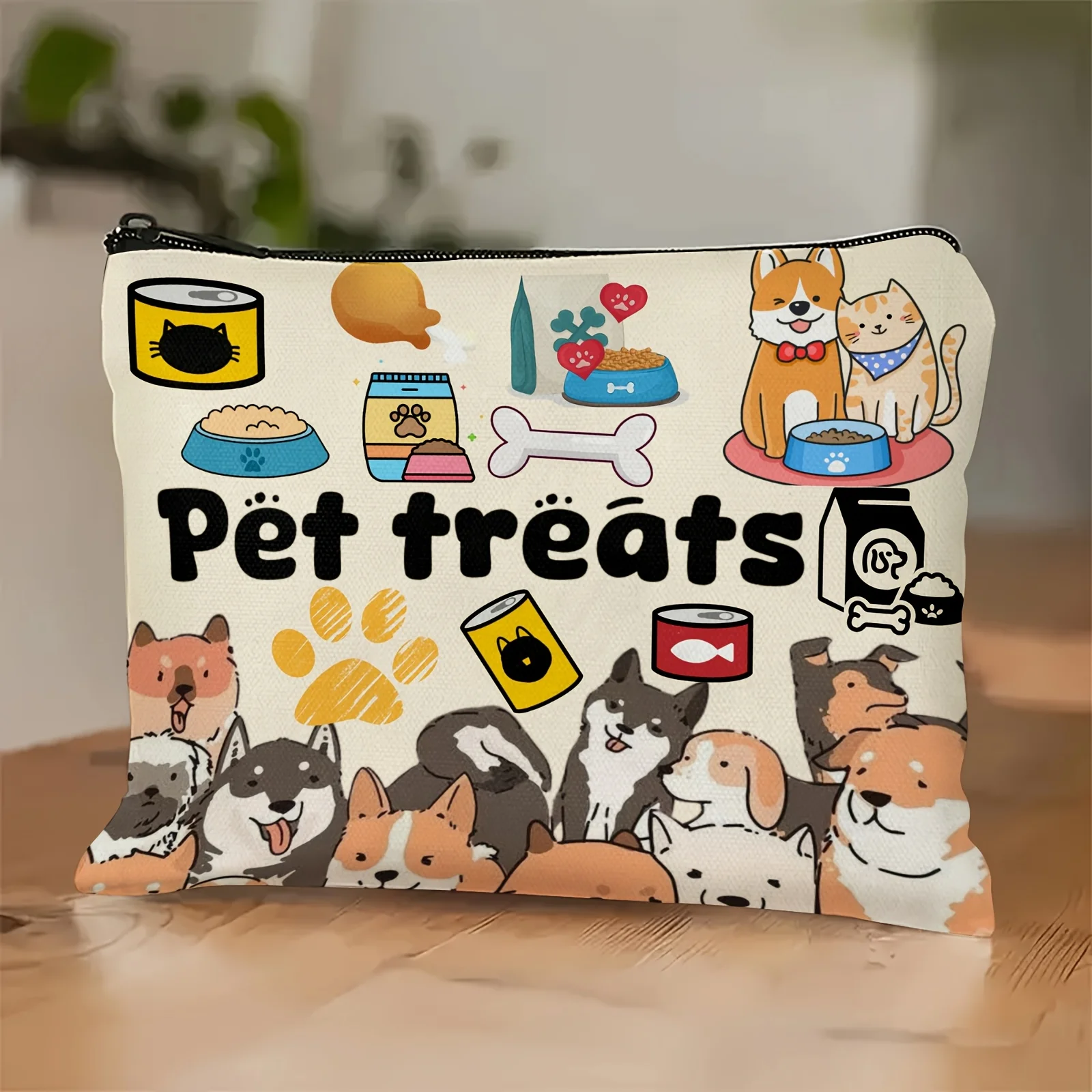 Un sac de maquillage sur le thème de l'animal de compagnie – jolie pochette multifonctionnelle à fermeture éclair pour femmes, sac de rangement de bijoux